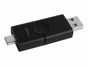  32GB USB3.2 Type-A/Type-C Flash Drive Kingston DataTraveler® Duo (DTDE/32GB), Black, Dual Slider