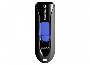 256GB  USB3.1 Flash Drive Transcend "JetFlash  790", Black-Blue, Slider (R/W:90/40MB/s)