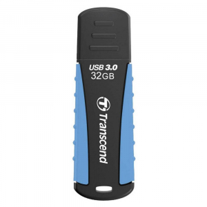  32GB USB3.1 Flash Drive Transcend "JetFlash 810", Black-Blue, Rubber Case (R/W:90/25MB/s)
