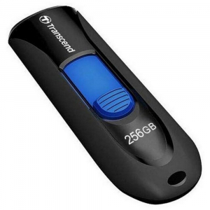 256GB  USB3.1 Flash Drive Transcend "JetFlash  790", Black-Blue, Slider (R/W:90/40MB/s)