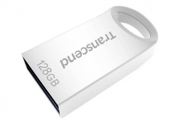 128GB USB3.1 Flash Drive Transcend "JetFlash 710S", Silver, Metal Case, Ultra-Slim (R/W:90/50MB/s)