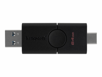  64GB USB3.2 Type-A/Type-C Flash Drive Kingston DataTraveler® Duo (DTDE/64GB), Black, Dual Slider