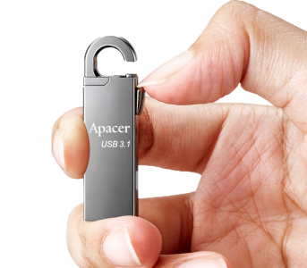  32GB USB3.1 Flash Drive Apacer "AH15A", Dark Gray, Metal, Keychain-Carabin, Capless (AP32GAH15AA-1)