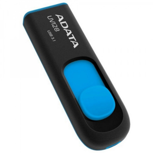  16GB USB3.1 Flash Drive ADATA "UV128", Black-Blue, Plastic, Slider (R/W:40/20MB/s)