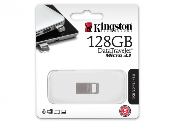 128GB USB3.1 Flash Drive Kingston DataTravaler Micro "DTMC3", Ultra-small Metal Case (DTMC3/128GB)