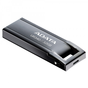  32GB USB3.1 Flash Drive ADATA "UR340", Black, Metal Case, Slim Capless, Keychain (R:Up to 100 MB/s)