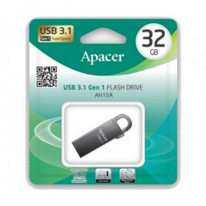  32GB USB3.1 Flash Drive Apacer "AH15A", Dark Gray, Metal, Keychain-Carabin, Capless (AP32GAH15AA-1)