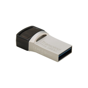   64GB USB3.1/Type-C Flash Drive  Transcend "JetFlash 890", Silver, Metal Case, OTG (R/W:90/30MB/s)