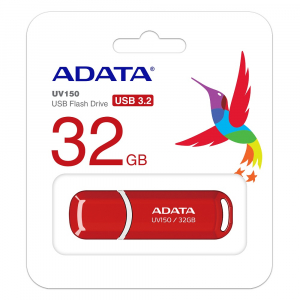  32GB USB3.1 Flash Drive ADATA "UV150", Red, Plastic, Classic Cap (R/W:40/20MB/s)