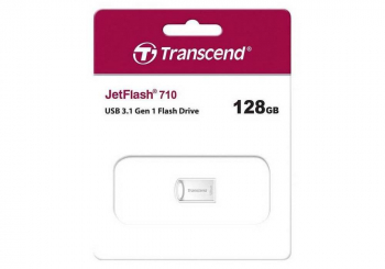 128GB USB3.1 Flash Drive Transcend "JetFlash 710S", Silver, Metal Case, Ultra-Slim (R/W:90/50MB/s)