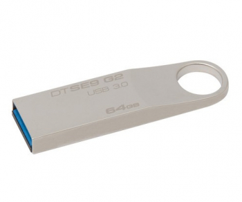  64GB USB3.1 Flash Drive Kingston DataTravaler "SE9 G2", Silver, Metal Case, Key Ring (DTSE9G2/64GB)