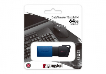  64GB USB3.2 Flash Drive Kingston DataTraveler Exodia M (DTXM/64GB), Black-Blue, Plastic, Slider Cap