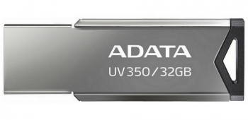  32GB USB3.1 Flash Drive ADATA "UV350", Silver, Metal Case, Slim Capless, Keychain (R/W:60/30MB/s)