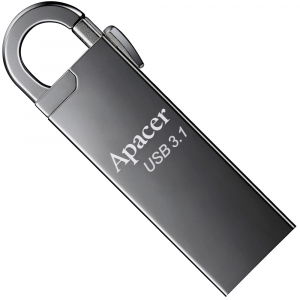 128GB USB3.1 Flash Drive Apacer "AH15A", Dark Gray, Metal, Keychain-Carabin,Capless (AP128GAH15AA-1)