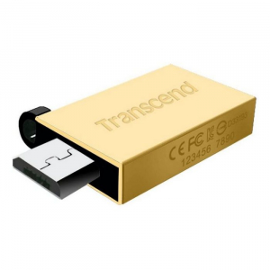   8GB USB2.0/Micro-USB Flash Drive Transcend "JetFlash 380", Gold, Metal Case, OTG (R/W:20/5MB/s)