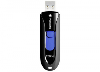 256GB  USB3.1 Flash Drive Transcend "JetFlash  790", Black-Blue, Slider (R/W:90/40MB/s)