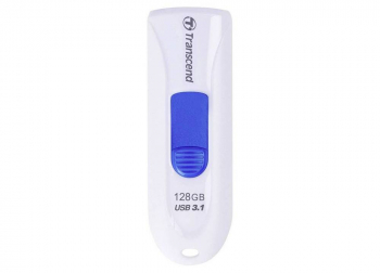 128GB  USB3.1 Flash Drive Transcend "JetFlash  790", White-Blue, Slider (R/W:90/40MB/s)