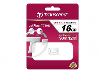  16GB USB3.1 Flash Drive Transcend "JetFlash 710S", Silver, Metal Case, Ultra-Slim (R/W:90/20MB/s)