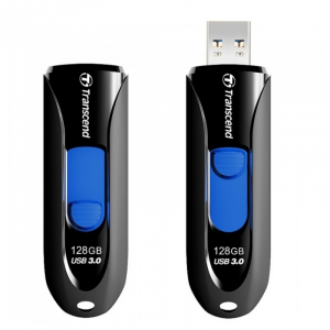 128GB  USB3.1 Flash Drive Transcend "JetFlash  790", Black-Blue, Slider (R/W:90/40MB/s)