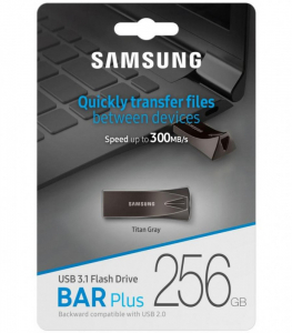 256GB USB3.1 Flash Drive Samsung Bar Plus "MUF-256BE4/APC", Grey, Metal Case (R:200MB/s)