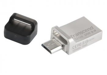  32GB USB3.1/Micro-USB Flash Drive Transcend "JetFlash 880",Silver, Metal Case, OTG (R/W:90/25MB/s)