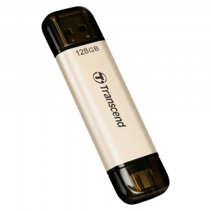  128GB USB3.1/Type-C Flash Drive  Transcend "JetFlash 930C", Gold, Classic Cap,OTG (R/W:420/400MB/s)