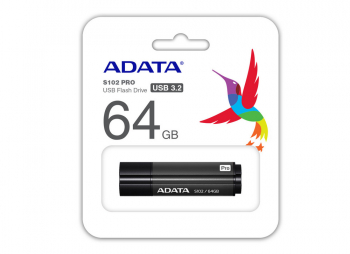  64GB USB3.0 Flash Drive ADATA "S102 Pro", Titanium-Gray, Aluminum, Classic Cap (R/W:100/50MB/s)