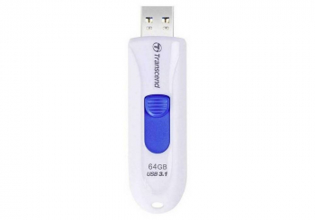  64GB USB3.1 Flash Drive Transcend "JetFlash  790", White, Slider (R/W:90/30MB/s)