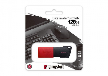 128GB USB3.2 Flash Drive Kingston DataTraveler Exodia (DTXM/128GB), Black-Red, Plastic, Slider Cap