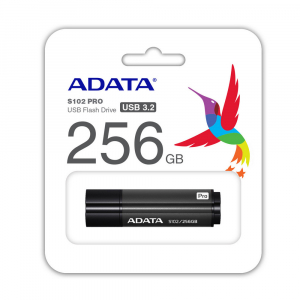 256GB  USB3.1 Flash Drive ADATA "S102 Pro", Titanium-Gray, Aluminum, Classic Cap (R/W:200/120MB/s)