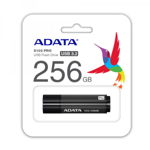 256GB  USB3.1 Flash Drive ADATA "S102 Pro", Titanium-Gray, Aluminum, Classic Cap (R/W:200/120MB/s)