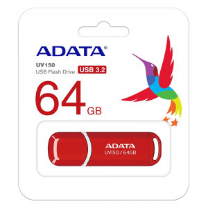  64GB USB3.1 Flash Drive ADATA "UV150", Red, Plastic, Classic Cap (R/W:80/20MB/s)