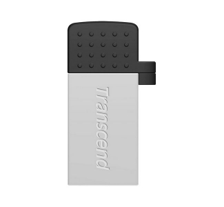   8GB USB2.0/Micro-USB Flash Drive Transcend "JetFlash 380", Silver, Metal Case, OTG (R/W:20/5MB/s)