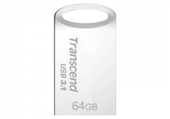  64GB USB3.1 Flash Drive Transcend "JetFlash 710S", Silver, Metal Case, Ultra-Slim (R/W:90/30MB/s)