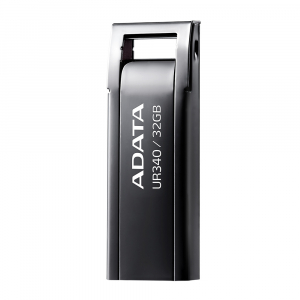  32GB USB3.1 Flash Drive ADATA "UR340", Black, Metal Case, Slim Capless, Keychain (R:Up to 100 MB/s)